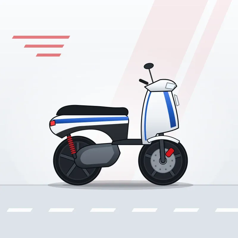 Ilustrasi Honda BeAT (Baru), skuter matic warna putih dengan aksen biru dan bodi bawah hitam, tampak samping