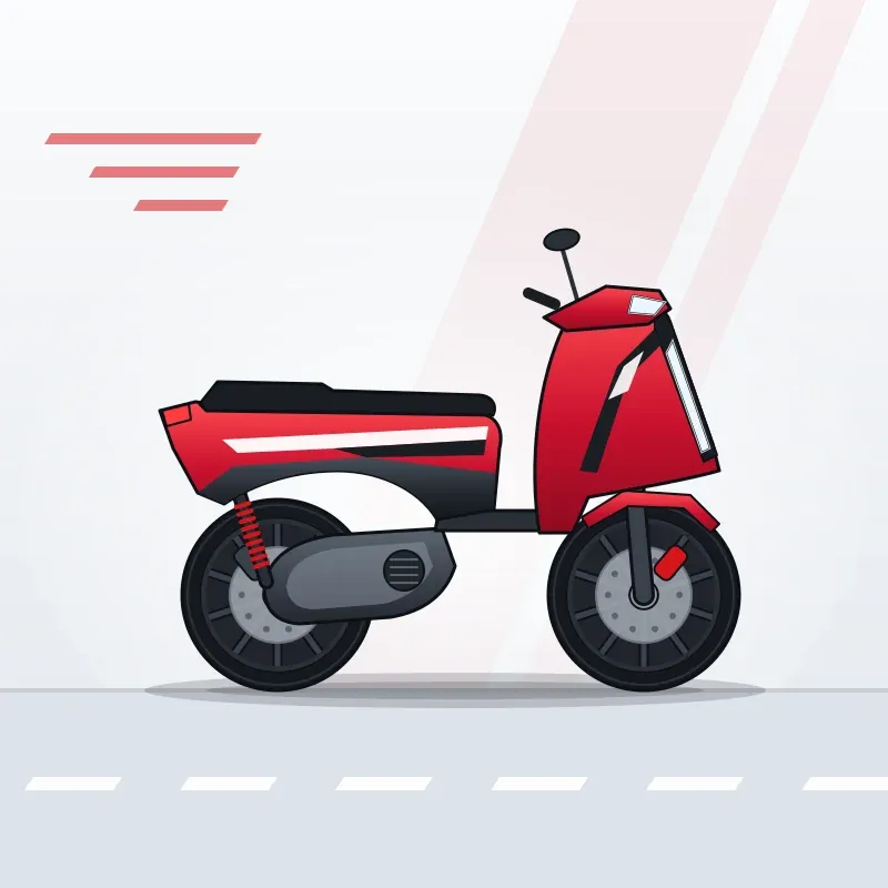 Ilustrasi Honda Vario 160 (Baru), skuter matic warna merah dengan panel hitam dan putih, tampak samping