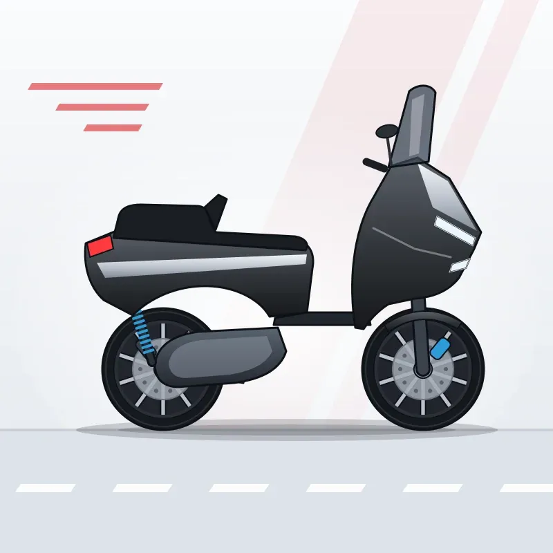 Ilustrasi Yamaha NMAX 155 (Bekas 2021), skuter matic warna hitam doff dengan aksen silver dan biru, tampak samping